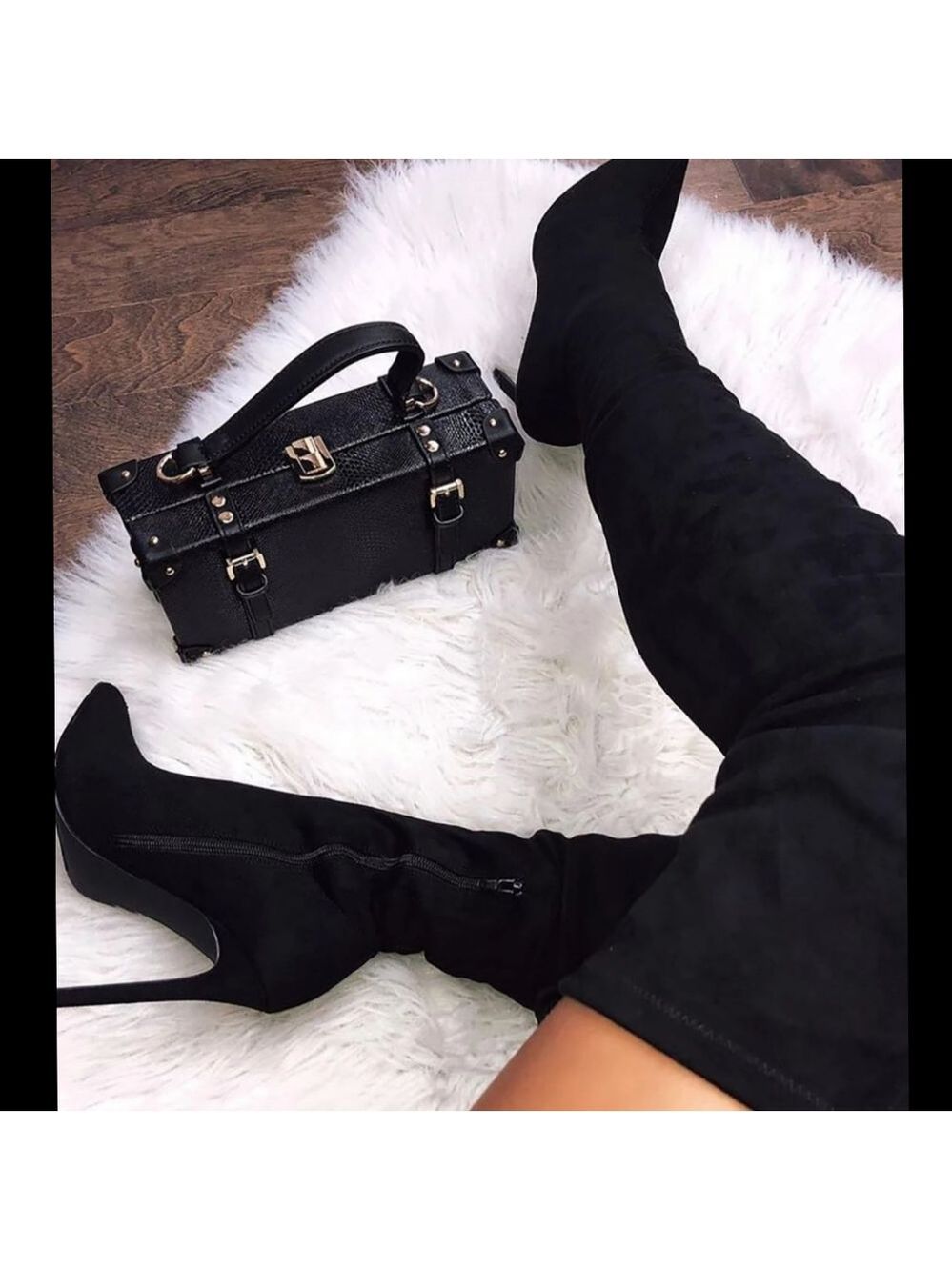 Just In 🖤 In Touch Black pointed boots over Knee Faux Suede